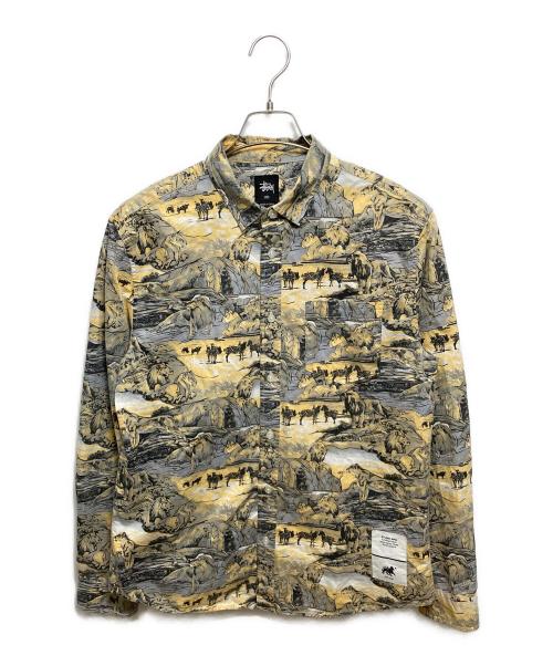 stussy（ステューシー）stussy (ステューシー) 総柄シャツ ベージュ サイズ:Sの古着・服飾アイテム