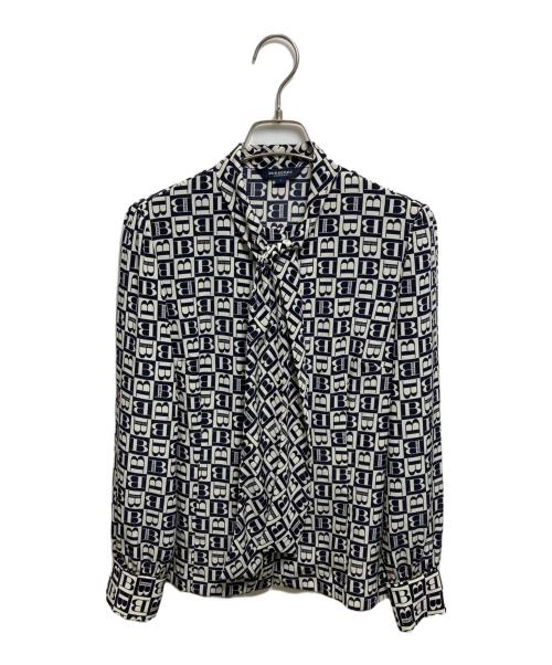 BURBERRY LONDON（バーバリーロンドン）BURBERRY LONDON (バーバリーロンドン) ボウタイブラウス ブラック×ホワイト サイズ:Sの古着・服飾アイテム