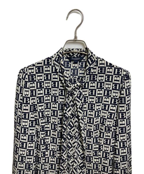 BURBERRY LONDON（バーバリーロンドン）BURBERRY LONDON (バーバリーロンドン) ボウタイブラウス ブラック×ホワイト サイズ:Sの古着・服飾アイテム
