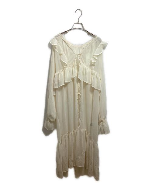 UNGRID（アングリッド）UNGRID (アングリッド) フリルデザインエンブロイダリーワンピース アイボリー サイズ:Free 未使用品の古着・服飾アイテム
