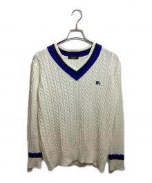 BURBERRY BLACK LABEL（バーバリーブラックレーベル）の古着「Vネックニット」｜ホワイト