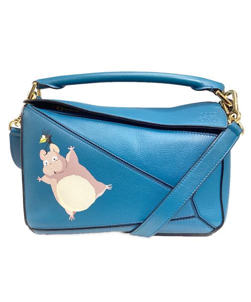 LOEWE（ロエベ）LOEWE (ロエベ) スタジオジブリ (スタジオジブリ) 坊ネズミ パズルバッグ スモール 2WAYバッグ　 ブルーの古着・服飾アイテム