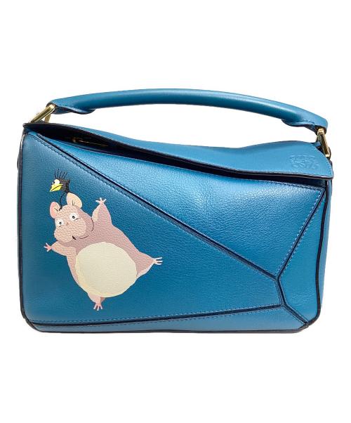 LOEWE（ロエベ）LOEWE (ロエベ) スタジオジブリ (スタジオジブリ) 坊ネズミ パズルバッグ スモール 2WAYバッグ　 ブルーの古着・服飾アイテム