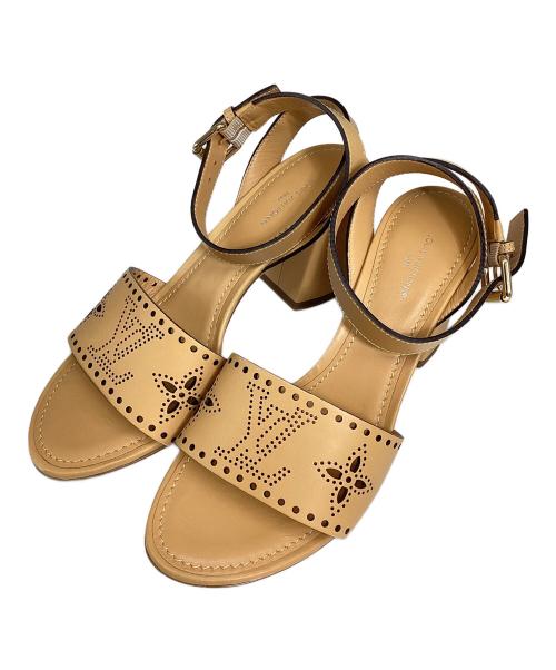 LOUIS VUITTON（ルイ ヴィトン）LOUIS VUITTON (ルイ ヴィトン) ヒールサンダル　ホライゾン・ライン ブラウン サイズ:36 1/2の古着・服飾アイテム