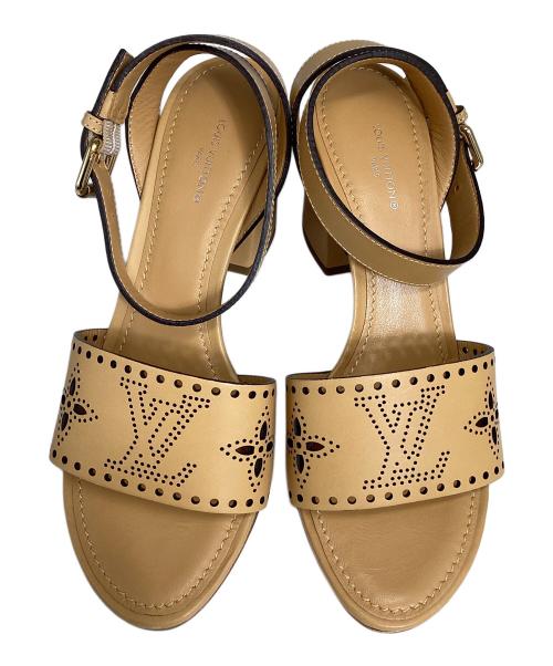 LOUIS VUITTON（ルイ ヴィトン）LOUIS VUITTON (ルイ ヴィトン) ヒールサンダル　ホライゾン・ライン ブラウン サイズ:36 1/2の古着・服飾アイテム