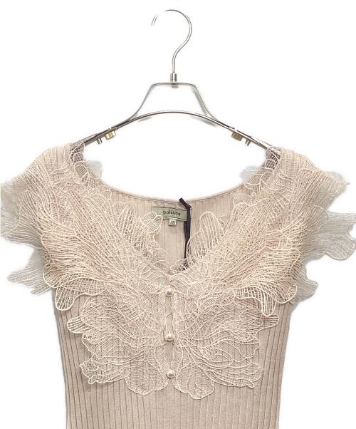 polaura（ポロ―ラ）polaura (ポロ―ラ) レースフリルニットワンピース ベージュ サイズ:SM 未使用品の古着・服飾アイテム