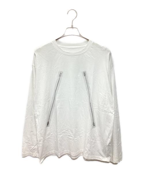 MM6 Maison Margiela（エムエムシックスメゾンマルジェラ）MM6 Maison Margiela (エムエムシックスメゾンマルジェラ) ジッププリントロングカットソー ホワイト サイズ:Mの古着・服飾アイテム