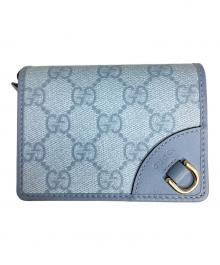GUCCI（グッチ）の古着「エンブレムミニウォレット　GG」｜ブルー
