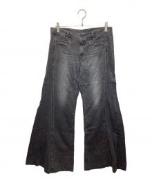 Hysteric Glamour（ヒステリックグラマー）の古着「USED加工ローライズフレアデニムパンツ」｜ブラック