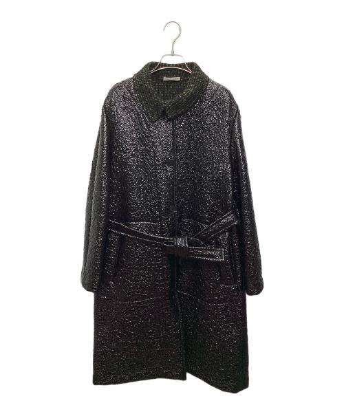 BOTTEGA VENETA（ボッテガベネタ）BOTTEGA VENETA (ボッテガベネタ) グロスコーティング ブランケット ツイード コート ブラック サイズ:42の古着・服飾アイテム