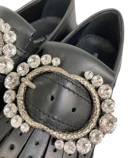 MIU MIU（ミュウミュウ）MIU MIU (ミュウミュウ) ビジュータッセルローファー ブラック サイズ:36 1/2の古着・服飾アイテム