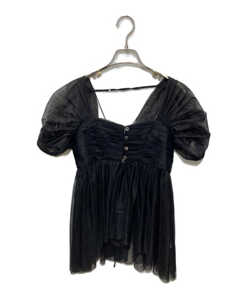 FETICO（フェティコ）FETICO (フェティコ) OPEN-BACK GATHERED TULLE TOP ブラック サイズ:1の古着・服飾アイテム
