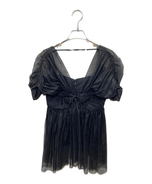 FETICO（フェティコ）FETICO (フェティコ) OPEN-BACK GATHERED TULLE TOP ブラック サイズ:1の古着・服飾アイテム