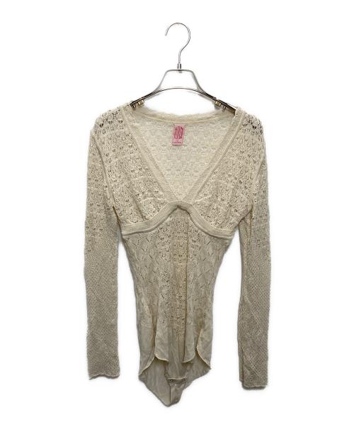 FETICO（フェティコ）FETICO (フェティコ) LACE KNIT V-NECK BODYSUITS アイボリー サイズ:1の古着・服飾アイテム