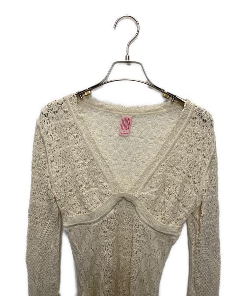 FETICO（フェティコ）FETICO (フェティコ) LACE KNIT V-NECK BODYSUITS アイボリー サイズ:1の古着・服飾アイテム
