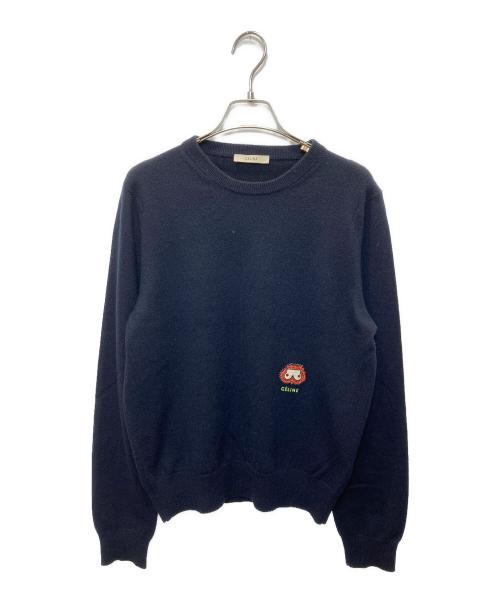 CELINE（セリーヌ）CELINE (セリーヌ) カシミヤ薄手ニット　DEPOSE ネイビー サイズ:Lの古着・服飾アイテム