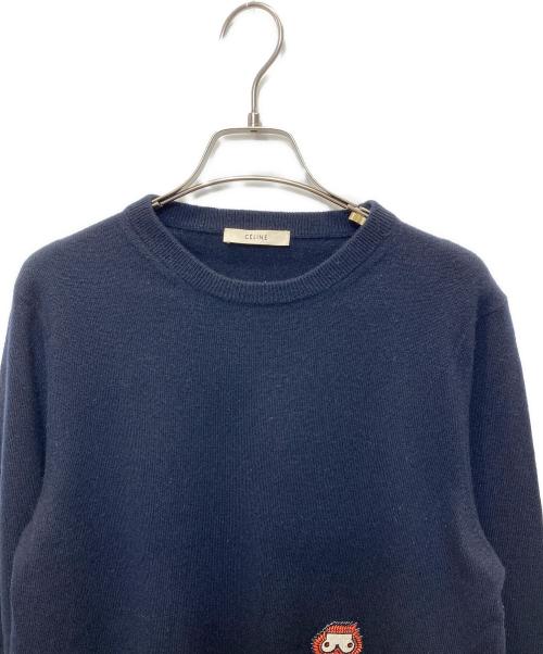 CELINE（セリーヌ）CELINE (セリーヌ) カシミヤ薄手ニット　DEPOSE ネイビー サイズ:Lの古着・服飾アイテム