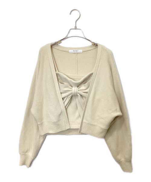 HER LIP TO（ハーリップトゥ）Her lip to (ハーリップトゥ) Lydie Ribbon-Tie Knit Ensemble ベージュ サイズ:Mの古着・服飾アイテム