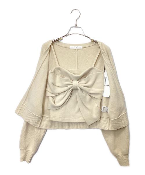 HER LIP TO（ハーリップトゥ）Her lip to (ハーリップトゥ) Lydie Ribbon-Tie Knit Ensemble ベージュ サイズ:Mの古着・服飾アイテム