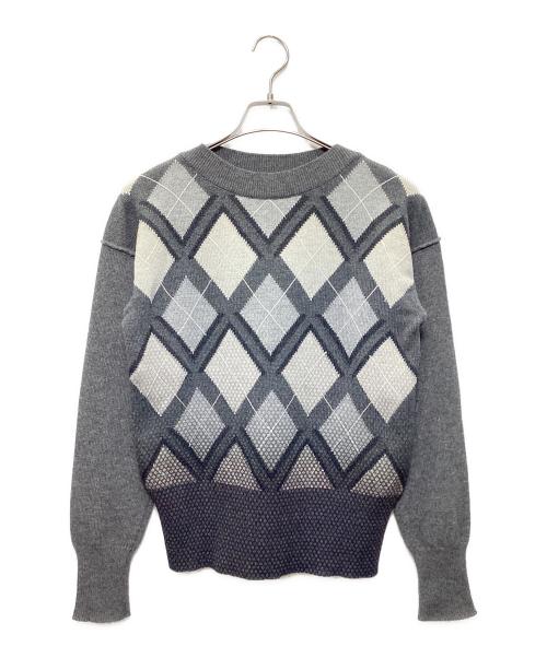 BOTTEGA VENETA（ボッテガベネタ）BOTTEGA VENETA (ボッテガベネタ) アーガイルニット グレー サイズ:46の古着・服飾アイテム