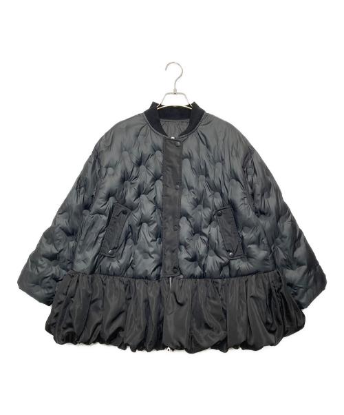 frene（フラーネ）Frene (フラーネ) ドットキルティング中綿フレアコート ブラック サイズ:M~Lの古着・服飾アイテム