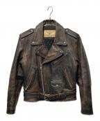 MORGANモーガン）の古着「ダブルライダースジャケット」｜ブラウン