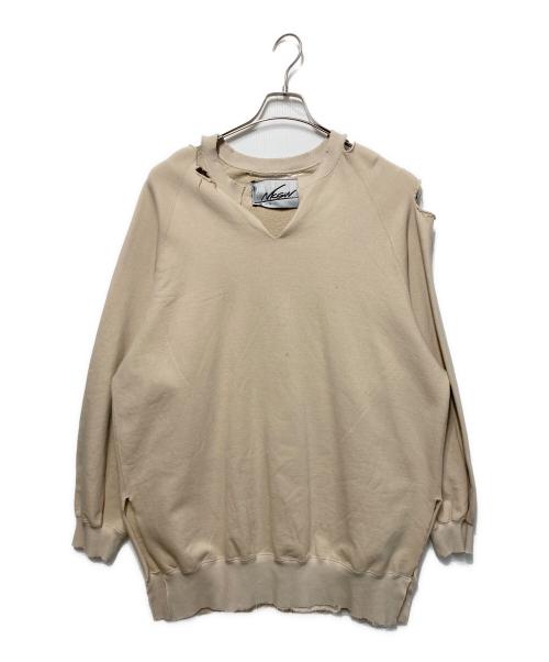 NKGW（エヌケージーダブリュー）NKGW (エヌケージーダブリュー) クラッシュドスウェット ベージュ サイズ:freeの古着・服飾アイテム