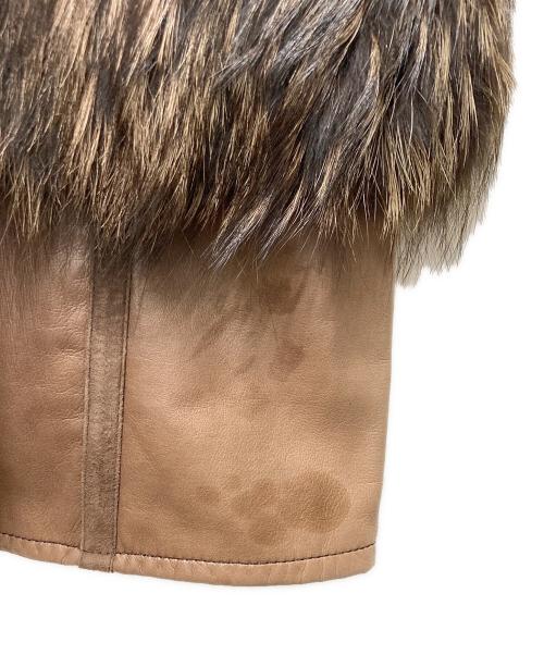 FENDI（フェンディ）FENDI (フェンディ) VERA PELLEレザーファー付きコート ブラウン サイズ:44の古着・服飾アイテム