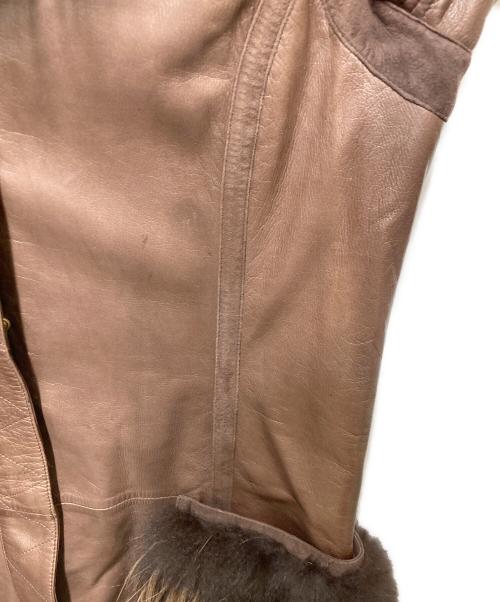 FENDI（フェンディ）FENDI (フェンディ) VERA PELLEレザーファー付きコート ブラウン サイズ:44の古着・服飾アイテム