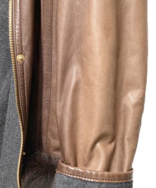 FENDI（フェンディ）FENDI (フェンディ) VERA PELLEレザーファー付きコート ブラウン サイズ:44の古着・服飾アイテム