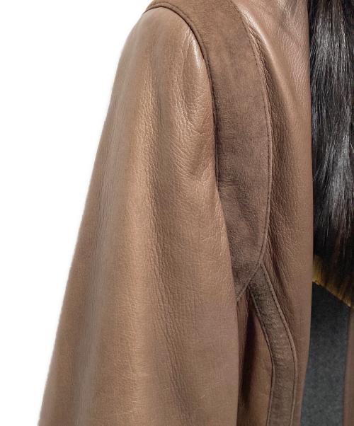 FENDI（フェンディ）FENDI (フェンディ) VERA PELLEレザーファー付きコート ブラウン サイズ:44の古着・服飾アイテム