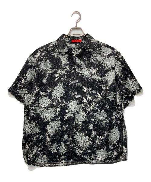 COMMISSION（コミッション）COMMISSION (コミッション) 総柄スキッパーシャツ ブラック サイズ:XLの古着・服飾アイテム