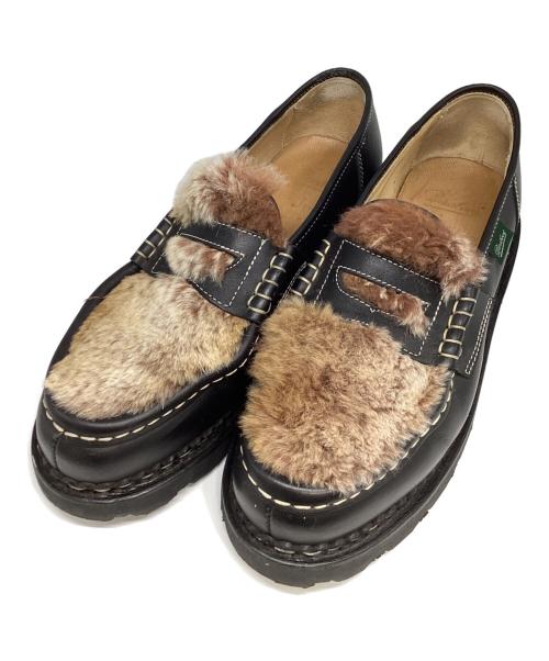 PARABOOT（パラブーツ）PARABOOT (パラブーツ) LAND OF TOMORROW (ランド オブ トゥモロー) 別注ラビットファーローファー ブラック サイズ:6 1/2の古着・服飾アイテム