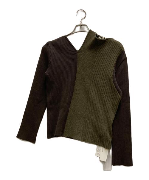 AKIRA NAKA（アキラナカ）AKIRA NAKA (アキラナカ) Avril irregular panel knit PO カーキ×ブラウン サイズ:1の古着・服飾アイテム