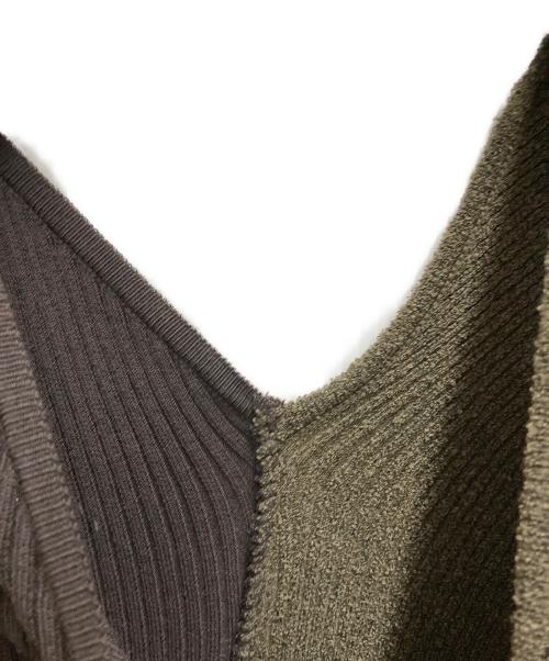 AKIRA NAKA（アキラナカ）AKIRA NAKA (アキラナカ) Avril irregular panel knit PO カーキ×ブラウン サイズ:1の古着・服飾アイテム