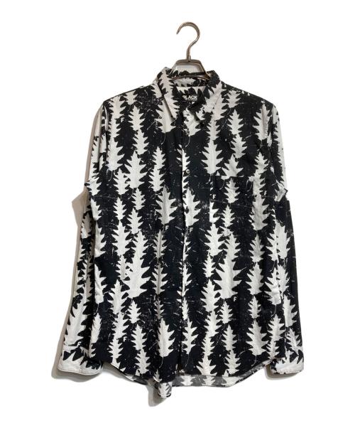 BLACK COMME des GARCONS（ブラックコムデギャルソン）BLACK COMME des GARCONS (ブラック コムデギャルソン) モノクロリーフプリントシャツ ブラック×ホワイト サイズ:Ｌの古着・服飾アイテム