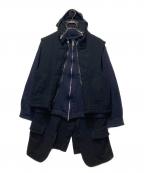 UNDERCOVERアンダーカバー）の古着「縮絨レイヤードブルゾン フードコート」｜ネイビー×ブラック