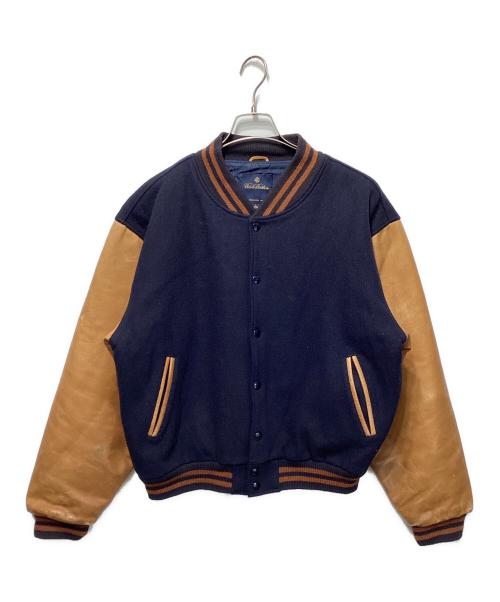 BROOKS BROTHERS（ブルックスブラザーズ）BROOKS BROTHERS (ブルックスブラザーズ) レザーウールスタジャン ネイビー×ブラウン サイズ:Ｍの古着・服飾アイテム