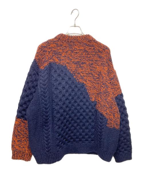 YUKI HASHIMOTO（ユウキハシモト）YUKI HASHIMOTO (ユウキハシモト) INCOMPLETED ARAN JUMPERアランニット オレンジ×ネイビー サイズ:46の古着・服飾アイテム