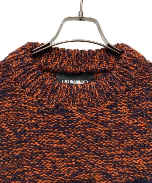 YUKI HASHIMOTO（ユウキハシモト）YUKI HASHIMOTO (ユウキハシモト) INCOMPLETED ARAN JUMPERアランニット オレンジ×ネイビー サイズ:46の古着・服飾アイテム