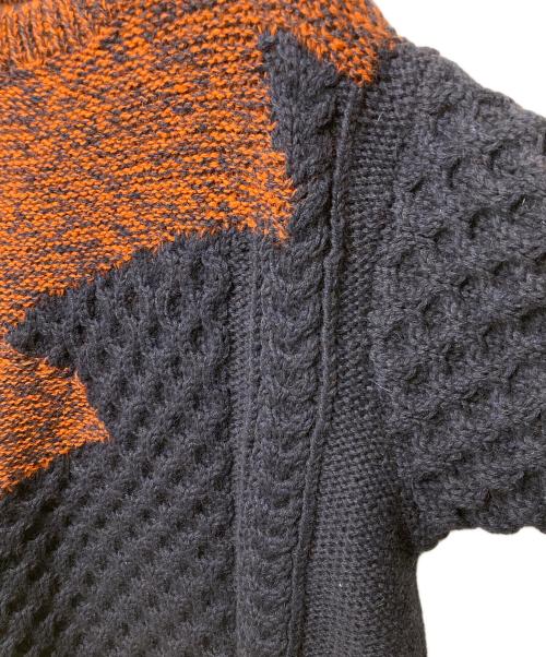 YUKI HASHIMOTO（ユウキハシモト）YUKI HASHIMOTO (ユウキハシモト) INCOMPLETED ARAN JUMPERアランニット オレンジ×ネイビー サイズ:46の古着・服飾アイテム