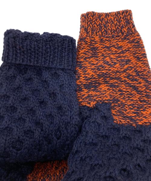 YUKI HASHIMOTO（ユウキハシモト）YUKI HASHIMOTO (ユウキハシモト) INCOMPLETED ARAN JUMPERアランニット オレンジ×ネイビー サイズ:46の古着・服飾アイテム