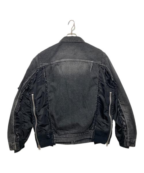sacai（サカイ）sacai (サカイ) 再構築ドッキングデニムジャケット ブラック サイズ:2の古着・服飾アイテム