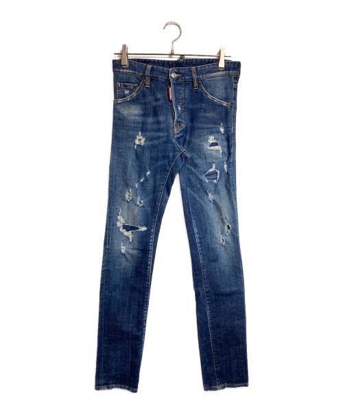 DSQUARED2（ディースクエアード）DSQUARED2 (ディースクエアード) ダメージ加工デニムパンツ インディゴ サイズ:42の古着・服飾アイテム