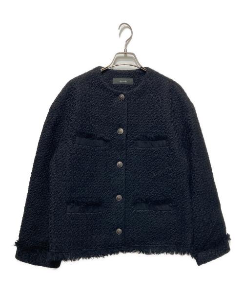 allureville（アルアバイル）allureville (アルアバイル) ロービングツイードクルーネックジャケット ブラック サイズ:1の古着・服飾アイテム