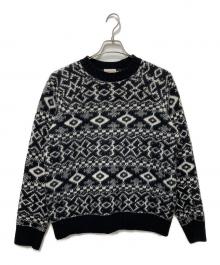 MONCLER（モンクレール）の古着「総柄ウールセーター」｜ホワイト×ブラック