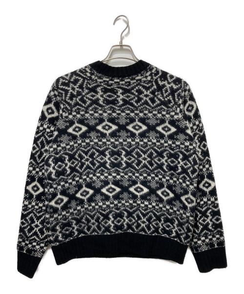 MONCLER（モンクレール）MONCLER (モンクレール) 総柄ウールセーター ホワイト×ブラック サイズ:Ｓの古着・服飾アイテム