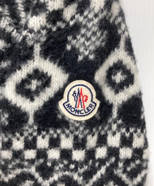 MONCLER（モンクレール）MONCLER (モンクレール) 総柄ウールセーター ホワイト×ブラック サイズ:Ｓの古着・服飾アイテム