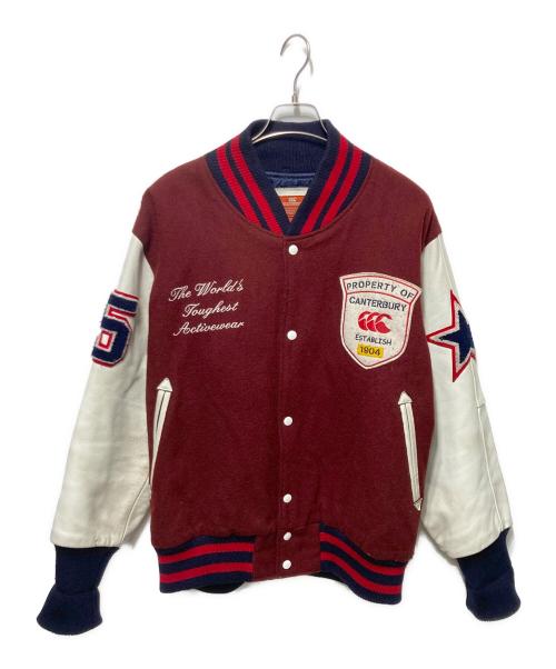CANTERBURY OF NEWZEALAND（カンターベリーオブニュージーランド）CANTERBURY OF NEWZEALAND (カンターベリーオブニュージーランド) レザー切替スタジャン レッド×ホワイト サイズ:XLの古着・服飾アイテム