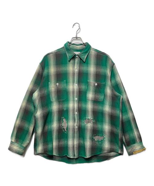 BOWWOW（バウワウ）BOWWOW (バウワウ) HEAVY WEIGHT FLANNEL SHIRTS AGING グリーン サイズ:Lの古着・服飾アイテム